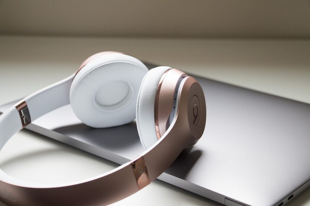 Headphones and laptop